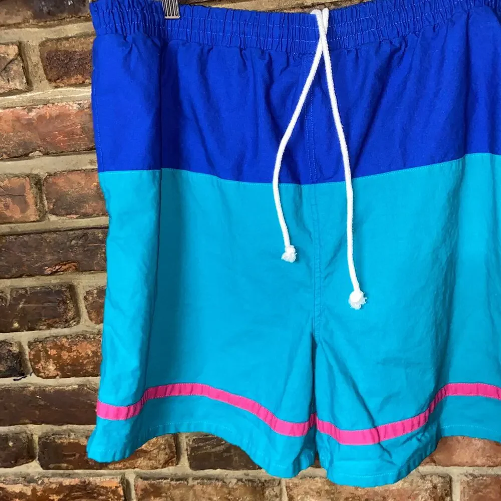 The Men's Store Vintage 90's Blue/Green Pink Swim Shorts Men's Size XL